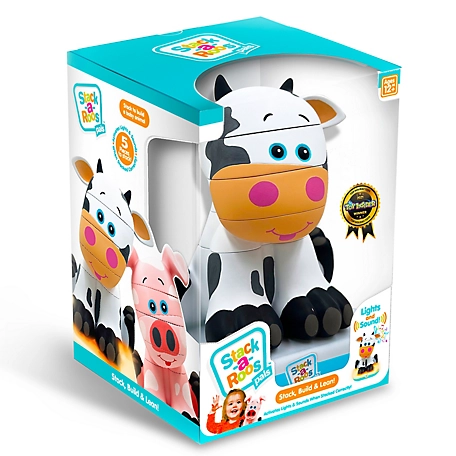Stack-a-Roos Pals Baby Cow - Lights & Sounds, Ages 12+ Months, 5 pc. Stacking Animal Tower, 60007