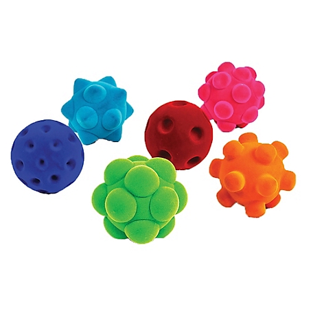 Rubbabu 3 in. Sensory Balls - 6 Bouncy Ball Pieces - 12 Months & Up, RBB-20372P
