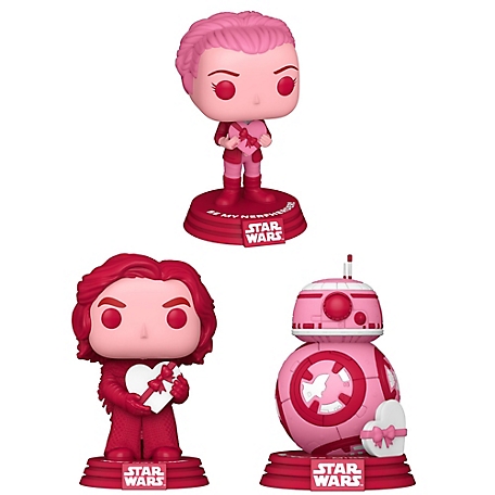 Funko Pop! Star Wars Valentines Season 3 Collectors Set - Princess Leia, Bb-8, & Kylo Ren, Pink Red & White Themed Figures