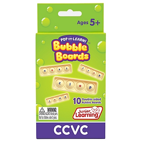 Junior Learning Ccvc Bubble Boards: Pop and Learn, Covers Common Words with Blend Beginning and Blend Ending