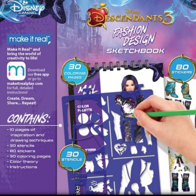 Image showing 5 th Disney Descendants 3 Fashion Design Sketchbook - Make It Real, Includes 110 Stickers & Stencils, 4208