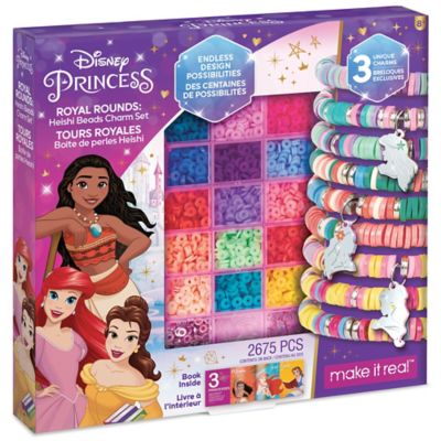 disney princess: royal rounds: heishi beads charms set - 2675 pieces, make it real, beads & storage container, 4216