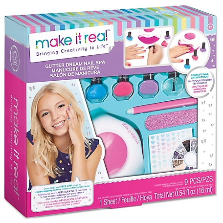 Make It Real Glitter Dream Nail Spa - Complete Nail Art Boutique, 9 pc. Set, At Home Manicure & Pedicure