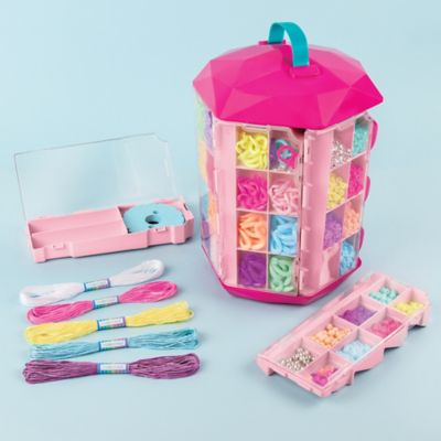 Image showing  5-in-1 Friendship Bracelet Activity Tower, 1,600 Pieces Spinning Vertical Platform, 5 Removable Storage Trays