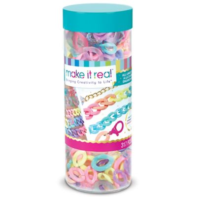 Make It Real All Linked Up Bracelet Making Kit, Pastel, Create Link Bracelets Necklaces and More, 317 pc.