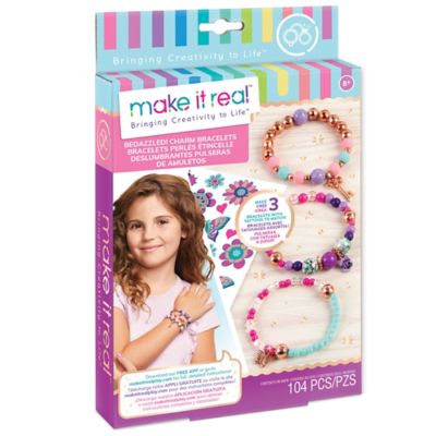 Make It Real Bedazzled! Charm Bracelets Kit - Blooming Creativity - Create 3 Unique Bracelets, 104 Pieces, 1202