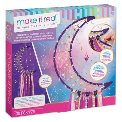 Make It Real DIY Lunar Dream Catcher with Lights - Purple Pink & Gold, 130 Pieces, All-in-One DIY Kit, 1417