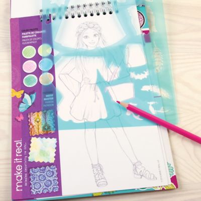 Image showing  Fashion Design Sketchbook Blooming Creativity, Includes 90 Stickers and Stencils
