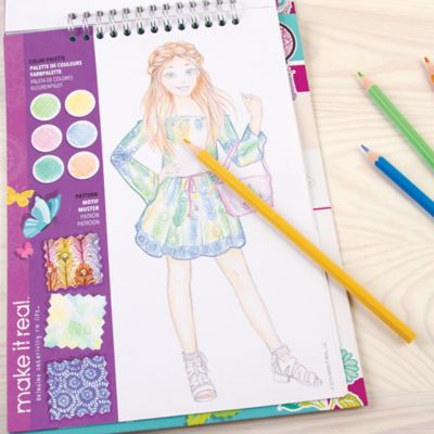 Image showing  Fashion Design Sketchbook Blooming Creativity, Includes 90 Stickers and Stencils