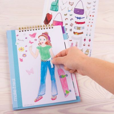 Image showing 6 th Make It Real Fashion Design Sketchbook Blooming Vibes, Includes 121 Stickers and Stencils