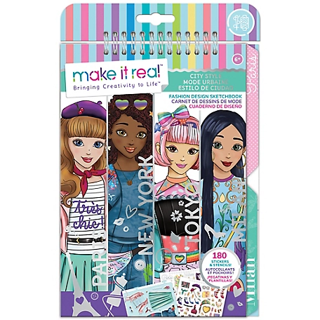 Make It Real Fashion Design Sketchbook: City Style - Includes 180 Stickers & Stencils, 3207