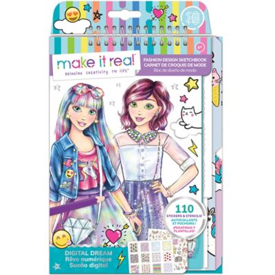 Make It Real Fashion Design Sketchbook: Digital Dream - Includes 110 Stickers & Stencils, 3203