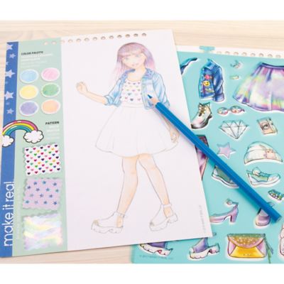 Image showing  Fashion Design Sketchbook: Digital Dream, Includes 110 Stickers and Stencils