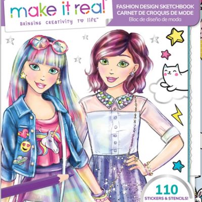 Image showing 5 th Make It Real Fashion Design Sketchbook: Digital Dream, Includes 110 Stickers and Stencils