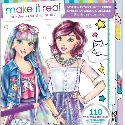 Image showing 7 th Make It Real Fashion Design Sketchbook: Digital Dream, Includes 110 Stickers and Stencils