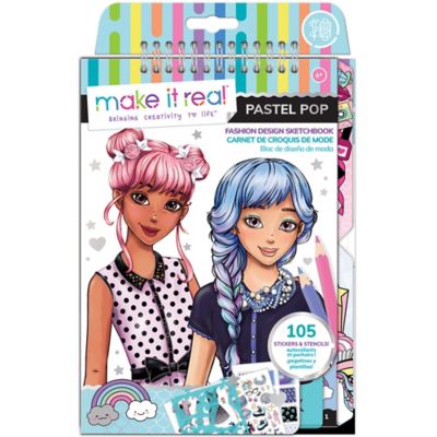 Make It Real Fashion Design Sketchbook: Pastel Pop! - Includes 105 Stickers & Stencils, 3205