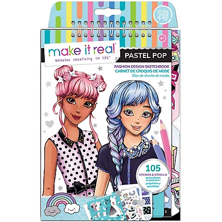 Make It Real Fashion Design Sketchbook: Pastel Pop! - Includes 105 Stickers & Stencils, 3205