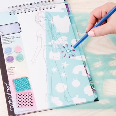 Image showing 5 th Make It Real Fashion Design Sketchbook Pastel Pop! - Includes 105 Stickers & Stencils, 3205