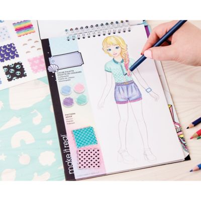 Image showing 6 th Make It Real Fashion Design Sketchbook Pastel Pop! - Includes 105 Stickers & Stencils, 3205