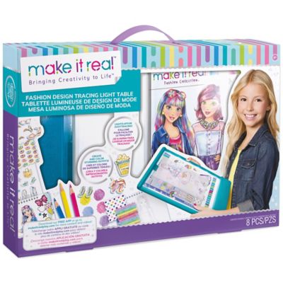 Make It Real Fashion Design Tracing Light Table - 8 pc. Kit, Create & Color Stunning Outfits, 3502