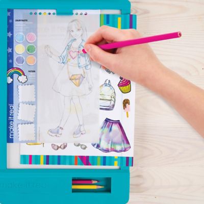 Image showing 5 th Make It Real Fashion Design Tracing Light Table - 8 pc. Kit, Create & Color Stunning Outfits, 3502