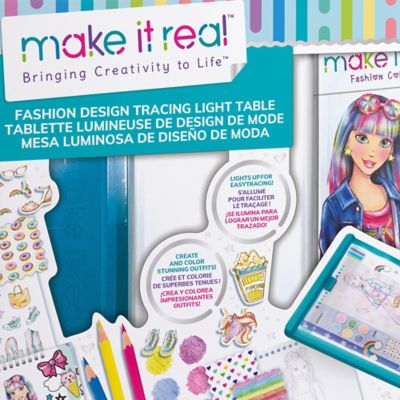 Image showing 6 th Make It Real Fashion Design Tracing Light Table - 8 pc. Kit, Create & Color Stunning Outfits, 3502