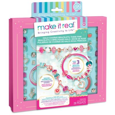 Make It Real Halo Charms Bracelets - Think Pink - Create 3 Metallic Bracelets, 28 Pieces, All-in-One, 1722