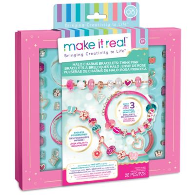 Make It Real Halo Charms Bracelet Kit, Think Pink, Create 3 Metallic Bracelets, All-in-One, 28 pc.