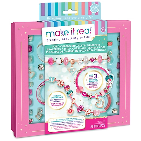 Make It Real Halo Charms Bracelets - Think Pink - Create 3 Metallic Bracelets, 28 Pieces, All-in-One, 1722