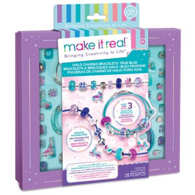 Make It Real Halo Charms Bracelets - True Blue - Create 3 Metallic Bracelets, 28 Pieces, 1721