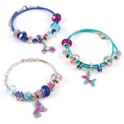 Image showing  Halo Charms Bracelet Kit, True Blue, Create 3 Metallic Bracelets, 28 pc.