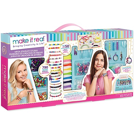 Make It Real Mega Jewelry Studio Kit - Create 50 Pieces of Jewelry, 850 Pieces, 1802