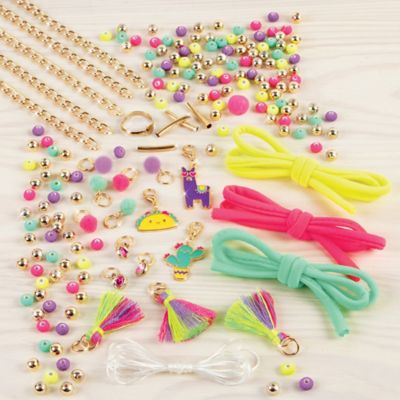 Image showing  Neo-Brite Chains and Charms Kit, Create 10 Unique Cord and Tassel Charm Bracelets, 195 pc.