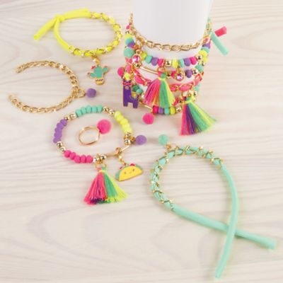 Image showing  Neo-Brite Chains and Charms Kit, Create 10 Unique Cord and Tassel Charm Bracelets, 195 pc.