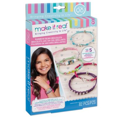 Make It Real Rainbow Bling Bracelets Kit - Create 5 Unique Cord Charm Bracelets, 82 Pieces, 1206