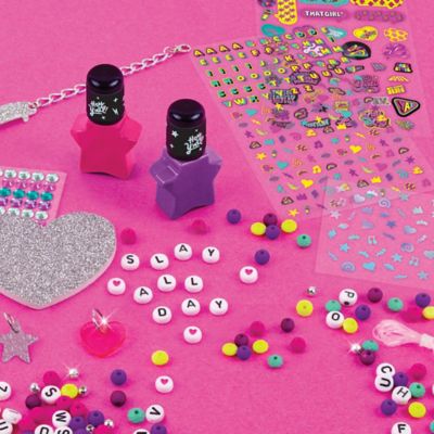 Image showing 6 th Make It Real That Girl Lay Lay Express Yo 'self - DIY Nail Art & Bracelets Kit - Create 6 Bracelets, Make It Real, 4514