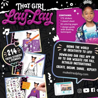 Image showing 6 th Make It Real That Girl Lay Lay Fashion Design Sketchbook - Make It Real, Nickelodeon, Includes 214 Stickers & Stencils, 4516