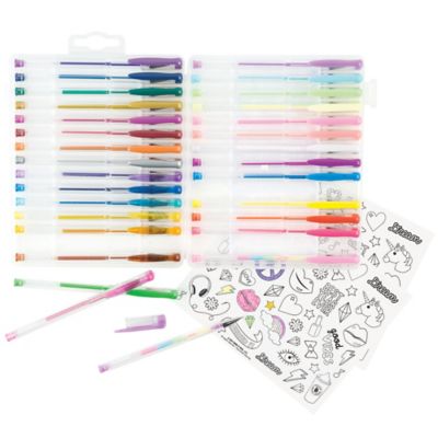 Image showing  30 pc. Gel Pen Set - Plus 100 Color-In Stickers, Make It Real, 57172