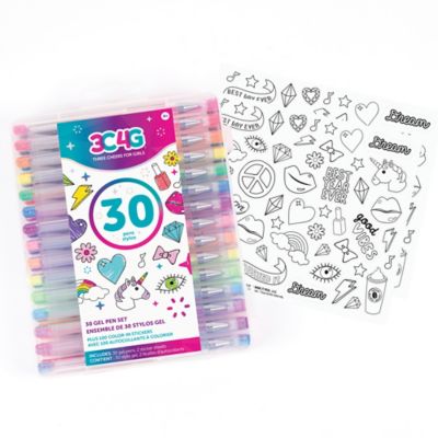 Image showing  30 pc. Gel Pen Set - Plus 100 Color-In Stickers, Make It Real, 57172