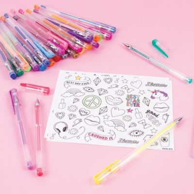 Image showing  30 pc. Gel Pen Set - Plus 100 Color-In Stickers, Make It Real, 57172