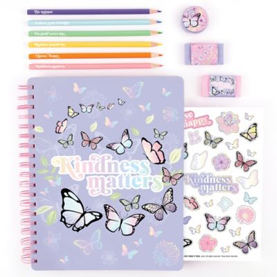 Image showing  Butterfly All-in-1 Sketching Set - Make It Real, Tweens & Girls, Journal & Art 200 Page Book