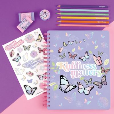 Image showing  Butterfly All-in-1 Sketching Set - Make It Real, Tweens & Girls, Journal & Art 200 Page Book