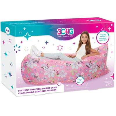 3C4G Three Cheers For Girls Butterfly Inflatable Lounge Chair - Pink Flower & Butterfly, 6 ft., 250 lb. Capacity