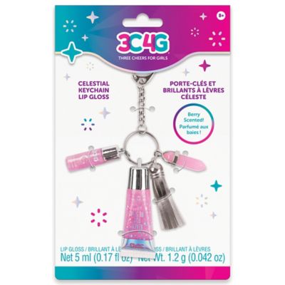 3C4G Three Cheers For Girls Celestial Keychain Lip Gloss, Keychain with 2 Pink Tinted Berry Scented Glosses