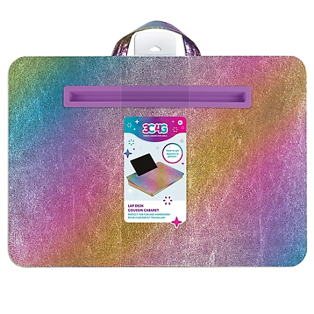 3C4G Three Cheers For Girls Cosmic Rainbow Lap Desk - Make It Real, Tweens & Girls, Portable Lap Pillow Desk with Handle, 35972