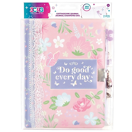 3C4G Three Cheers For Girls Cottagecore Floral Locking Journal & Pen - with Butterfly Charm Pen, 12033