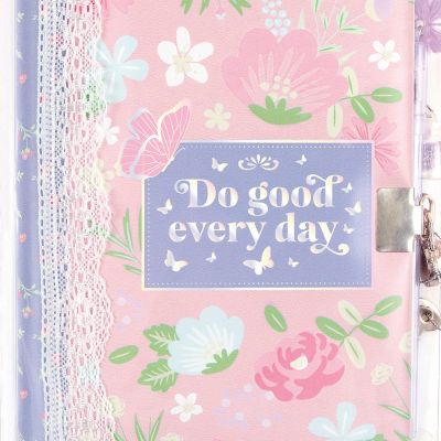 Image showing 6 th 3C4G Three Cheers For Girls Cottagecore Floral Locking Journal and Pen Set, With Butterfly Charm Pen