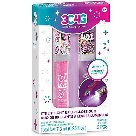3C4G Three Cheers For Girls Graffiti: It's Lit Light Up Lip Gloss Duo - Pink & Purple LED Wand Glitter Lip Gloss