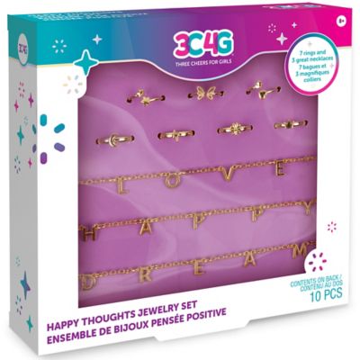 3C4G Three Cheers For Girls Happy Thoughts Necklace & Ring Set - 10 pc. Gold Jewelry Set, Make It Real, Tweens & Girls, 14028