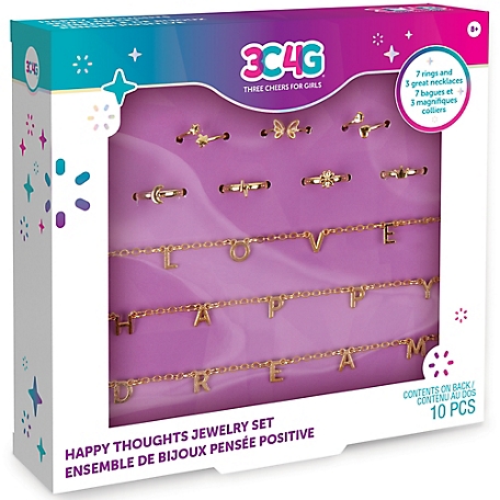 3C4G Three Cheers For Girls Happy Thoughts Necklace & Ring Set - 10 pc. Gold Jewelry Set, Make It Real, Tweens & Girls, 14028